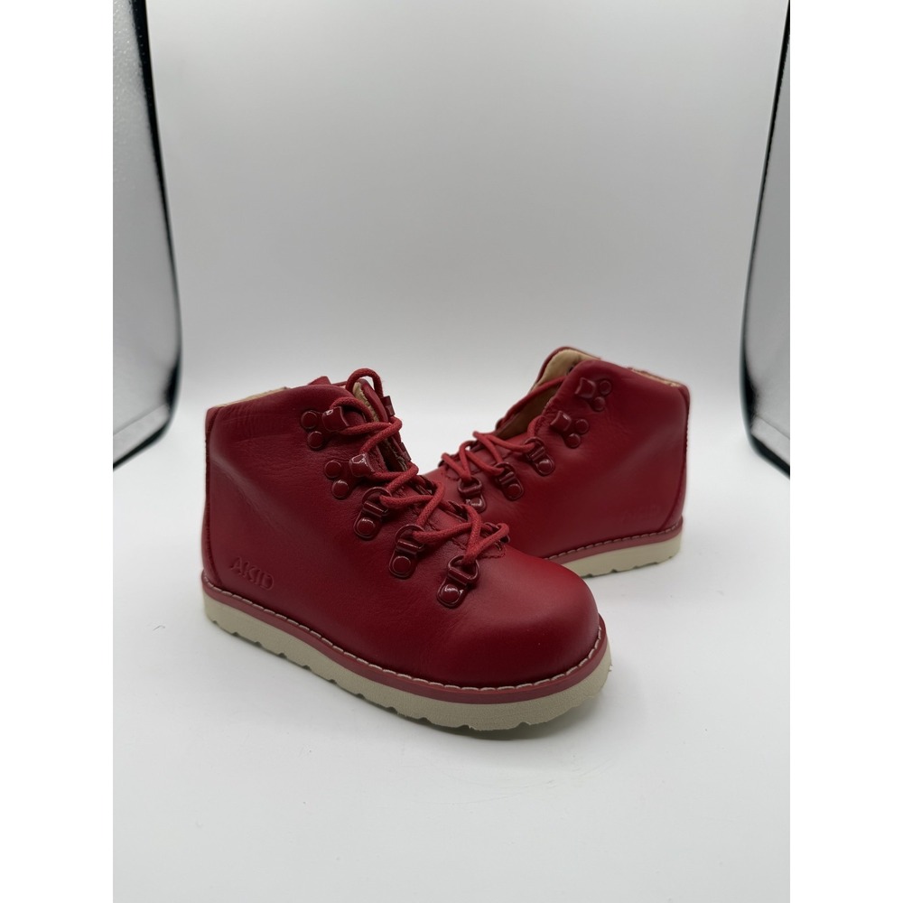 AKID Red Leather High Top Boots Toddler Size 7 Pre-Owned No Box